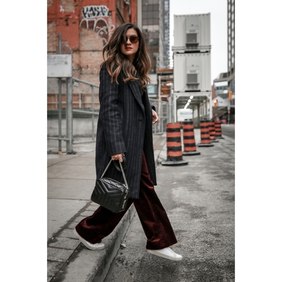 Aritzia Black Pinstripe Pea Coat - Picture 2 of 16